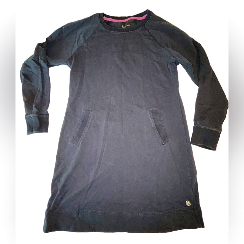 Lilly Pulitzer Black Long-Sleeved Sweatshirt Dress with Pockets Women’s Large